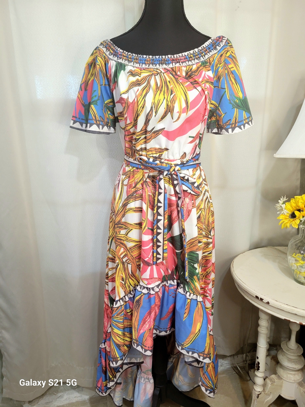 Flying Tomato Multicolor Tropical High-Low Maxi Dress